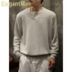 ElegantMan old money style Henry collar sweater for men in autumn retro lazy style long-sleeved sweater bottoming shirt top Snowflake Gray M _ Suitable for -125Jin Jin equals 0.5kg