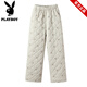 Playboy (PLAYBOY) wide-leg down cotton pants for women winter new warm outer wear high-waist fashion embroidered casual straight outer wear mom cotton pants black 3XL 135-150Jin Jin equals 0.5 kg