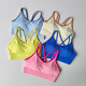 Beautiful Back Contrast Color Sports Bra Women's Summer Shockproof Running Yoga Vest Push-Up One-piece Pilates Bra Haze Blue S