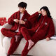 Victoria's style couple's coral velvet pajamas autumn and winter thickened animal year wedding suit for women and men winter bright red female 7149-male 7150 thickened M female + male L (two sets of prices)