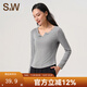 S&W Sports Long Sleeve Slim Running Top Yoga Pilates Fitness Clothing Bottoming Breathable Elastic Training Clothes Women's Floral Gray XL