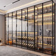 Yusenyi wall-mounted custom glass wine cabinet brushed gold display cabinet black frame + tea glass 1200x2000mm including wine glass holder