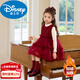 Disney girls dress autumn and winter 2026 new baby New Year's birthday children's winter clothing one-year-old dress skirt red brand red plus velvet + apricot sweater 90