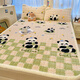 Red bean thickened and velvet milk velvet mattress soft cushion tatami floor mat mattress coral velvet sheet children's bed cover bed blanket Green Check Panda thickened velvet 180x200cm three-piece set mattress + pillowcase *2