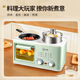 Lazy dormitory four-in-one breakfast machine, coffee, steaming, roasting, frying, and cooking all-in-one pot, multi-functional household small mini oven, 12L baking pan, frying pan, coffee machine, three-in-one pink (domestic)