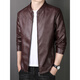 ARMANI EXCHANGE Armani genuine leather jacket men's spring and autumn stand-up collar loose leather business casual leather jacket trendy youth machine black (8802) plus velvet 5XL (180-200Jin Jin is equal to 0.5 kg)