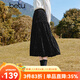 Betu women's winter new skirt elastic waist love velvet embossed skirt women 2411D05 black M