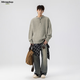 MMOPTOP Retro Henry Collar Sweater Men's Autumn and Winter Warm Loose Casual All-match Knitted Sweater MY109 Light Gray XL