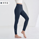Yoga pants for women, new outer wear compression fitness pants, high waist, hip lift, abdominal control, running sports Pilates clothing, navy blue, nude body shaping, with pockets L