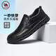 Camel Casual Leather Shoes Men's Business Cow Leather Soft Sole Comfortable Slip-On Men's Shoes P15A297013 Black 40
