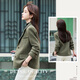 Chenfu woolen suit jacket for women in autumn and winter, small, fashionable, casual, retro temperament, high-end, thickened wool suit, two-button green suit XL, recommended 110-120 Jin Jin equals 0.5 kg