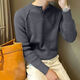 Deyun Derun Anti-pilling Autumn and Winter Korean Style Solid Color Casual Thick Sweater Men's Pullover Jacquard Striped Henry Collar Bottoming Sweater White L