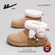 Pull-back snow boots for women, new winter style, cute and velvet, warm and versatile, new short-tube cotton shoes, khaki 39
