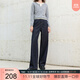 Sancai 2025 winter new style retro washed brushed jeans straight pants trousers for women