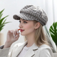 New plaid octagonal hat for women spring and autumn Korean version casual retro newsboy hat fashion painter hat duck tongue beret women's hat coffee