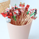 Kaximu Christmas Fruit Picks Candied Haws Tools Holiday Decoration Picks Internet Celebrity Cartoon Style Picks Disposable Forks Christmas Themed Bamboo Picks Combination Christmas Mix 50 Sticks + Glutinous Rice Paper 100 Pieces