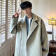 GQWWQX woolen windbreaker jacket for men in autumn and winter thickened yuppie Korean fashion brand loose short woolen coat off-white L