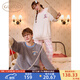 Gukoo Couple Pajamas Winter Disney Series Joint Soft Warm Plaid Pants Women's Home Clothes Set Men's Pajamas D Sky Gray Men's Suit XL