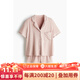 H&M Women's Fall 2025 New Shirt Style Pajamas and Shorts Set 1173636 Soft Pink XXS 150_76_