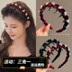 BARY REEF high-end red headband for women, autumn and winter high-ceiling headband, special face-washing headband, hairpin, hairpin, burgundy crystal wavy headband
