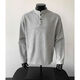 Henry collar men's half turtleneck long sleeve t-shirt autumn boxy fashion brand heavyweight clean gray transport gray L L