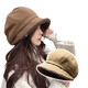 Autumn and winter hats Women's fisherman's hat plus velvet Japanese cold-proof ear protection Internet celebrity basin hat casual lamb hair octagonal beret plus velvet buckskin-----Light coffee One size fits all 55--59 head circumference
