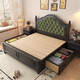 South classical furniture American light luxury retro black 2-meter solid wood bed French mid-century style green soft bag storage master bedroom princess bed single bed 1.5*2 meters