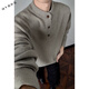 Yuexiang Henry Collar Sweater Boys Autumn and Winter Lazy Style Knitted Sweater Cleanfit Warm Couple Versatile Jacket Floral Gray L X