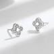 RHM platinum four-leaf clover earrings for women PT950 platinum high-end ear piercing birthday and Valentine's Day gift for girlfriend Platinum four-leaf clover earrings + certificate + gift box