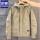 ROMON high-end hooded cotton jacket for men in autumn and winter, handsome and versatile casual casual quilted and thickened khaki green 2XL recommended 155-170 Jin Jin equals 0.5 kg