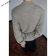 Yuexiang Henry Collar Sweater Boys Autumn and Winter Lazy Style Knitted Sweater Cleanfit Warm Couple Versatile Jacket Floral Gray L X