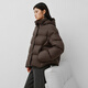 Ai Lai Down Jacket Women's Light Warm Bread Jacket Puff Short Removable Hooded Goose Down Jacket Chocolate M