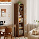 Книжная полка из массива дерева с эркером, американский угловой шкаф для хранения вещей, настенный шкаф для хранения вещей, узкий шкаф, напольная полка для хранения вещей, студенческий книжный шкаф, полностью из массива дерева - сосна, шесть слоев, 30x24x167 точек, 2 см, цвет ореха, поставляется с устройством защиты от опрокидывания
