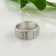 The old temple can customize the pure silver ring Taoist golden light mantra with clear writing and wide face ring No. 13
