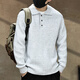 Gu Xiansen American button lapel sweater for men in autumn and winter new POLO Henry collar bottoming shirt thickened knitted sweater for men Khaki M 110-130Jin Jin is equal to 0.5 kg
