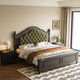 South classical furniture American light luxury retro black 2-meter solid wood bed French mid-century style green soft bag storage master bedroom princess bed single bed 1.5*2 meters