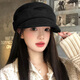 Yi Jian Japanese Yamamoto style black pleated beret women's autumn and winter new retro duck bill newsboy hat painter hat versatile retro pleated octagonal hat black one size (internally adjustable, suitable for small heads)