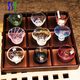 Yusenyi Japanese Oriental Sasaki colored handmade glass Japanese-style sake cup cold wine shochu cup teacup product Japanese imported sake cup 9 cups + 9-grid solid wood color tray