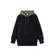 Champion Spring Pullover Hooded Sweatshirt Men's Color Block Fashion Pocket Casual LOGO M201 Black S