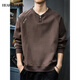 HEARMERORA2025 Spring New Henry Neck Sweatshirt Men's Fashion Brand Embroidery Splicing Heavy Weight Loose Pullover Casual Dark Gray M _Suitable Weight 90-130Jin Jin is equal to 0.5 kg