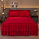 Fantasy thickened high-end baby velvet quilted bed skirt bed cover single piece red high-end lace autumn and winter Shengshi Landai-plain silver gray high-end baby velvet thickened and warm 200cmx220cm bed skirt + pillowcase 2 pieces