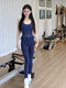 Yoga Wear Women's 2025 New Tops Summer Pilates Training Wear Set Sports Vest with Chest Pad Fitness Wear Navy Blue Vest S (80-98Jin Jin equals 0.5kg)