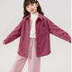 Babu Doukale Girls' Autumn and Winter Velvet Shirt 2025 New Children's Corduroy Shirt Warm Middle and Large Children's Winter Clothes H Square Velcro Babu K Rose Red 130