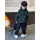 Burwilde international brand boys' velvet sweatshirt suit 2025 new children's autumn and winter wool sweater handsome and thickened green suit velvet 160 cm