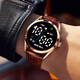 High-looking LED luminous electronic watch, quartz watch, simple leather strap, fashionable temperament for junior high school and high school students, multi-functional time display sports electronic watch Y23 LED luminous + time display + upgraded model - textured brown leather