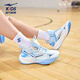 Hongxing Erke (ERKE) children's shoes for boys and girls, dense tennis shoes, children's cushioning strap basketball shoes, microcrystalline white/light oxygen blue 35