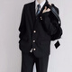Tang Dynasty Japanese College Style Dk Uniform traje de traje de uniforme suelto y guapo Spring y Autumn JK Clase de estudiante Traje de insignia de uniforme Traje negro + Camisa blanca + pantalones + Tada azul marino XL XL