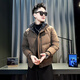 Jason's trendy brand handsome workwear down jacket men's winter thickened stand-up collar cotton jacket 2025 new men's winter jacket F122 coffee color M recommended 95-110Jin Jin equals 0.5 kg