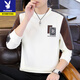 Playboy Spring and Autumn Men's Sweatshirt 2026 New Round Neck Hoodless Embroidered Long Sleeve T-shirt Men's Trendy and Handsome Bottoming Top Spring and Autumn Style-8822 Black High Quality XL Recommended 130-150Jin Jin is equal to 0.5 kg