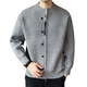 NYJO European Station Men's Sweater Winter Slim Casual Button Henley Collar Sweater Jacket Warm Clothes High-end Gray M